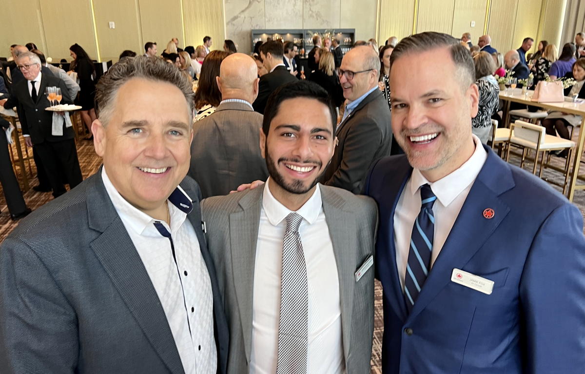 From left: Flemming Friisdahl, founder, The Travel Agent Next Door; Yazdan Bakthiary, manager, regional sales, Air Canada; Jamie Fox, sr. manager, regional sales, Air Canada. (Pax Global Media)